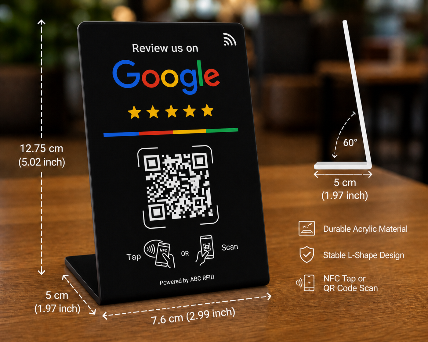 Contactless Google Review Stand – NFC & QR Code Feedback