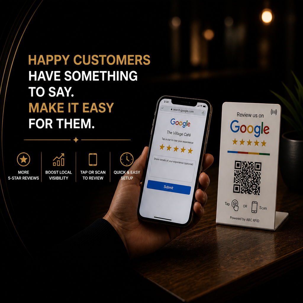 Contactless Google Review Stand – NFC & QR Code Feedback