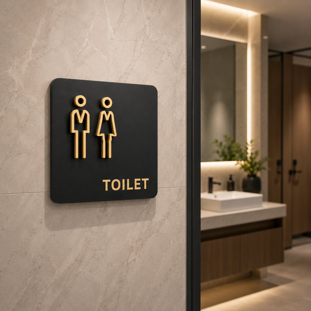 Modern 3D Acrylic Toilet Sign