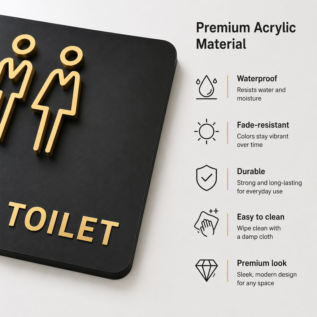 Modern 3D Acrylic Toilet Sign